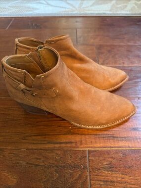 Dolce Vita Tan Suede Ankle Booties with Side Strap